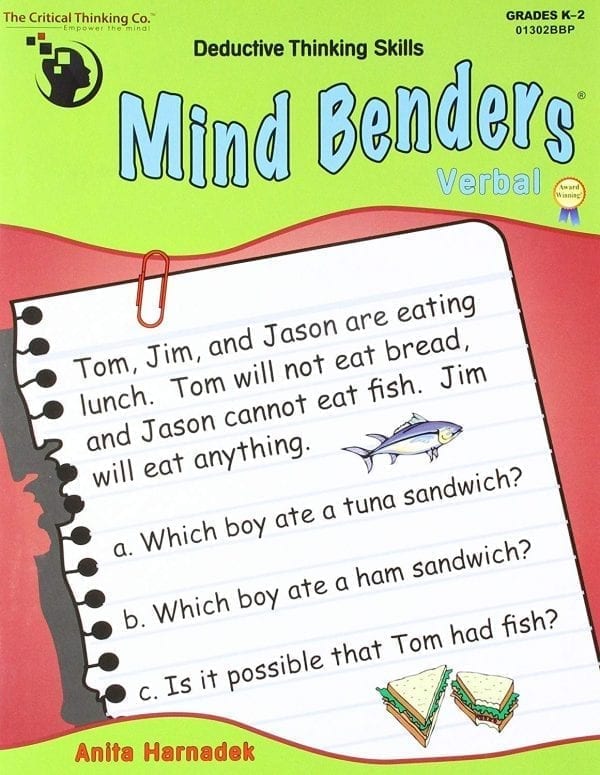 Mind Benders Verbal, Grades K-2, from The Critical Thinking Company